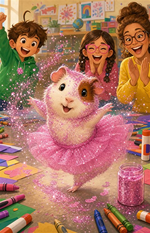 Pickle covered head to toe in sparkly glitter